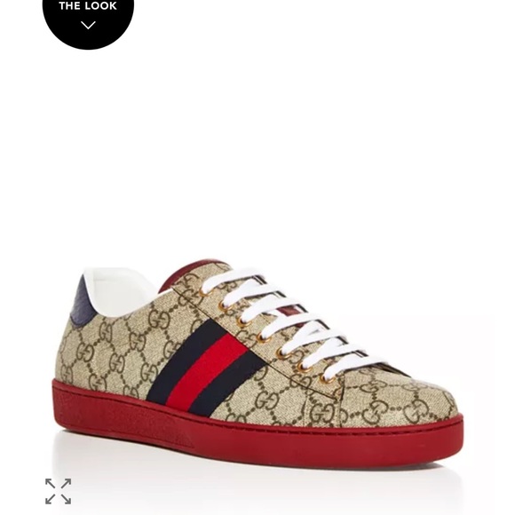 Gucci Men's Beige and Red Sneakers - Picture 1 of 6